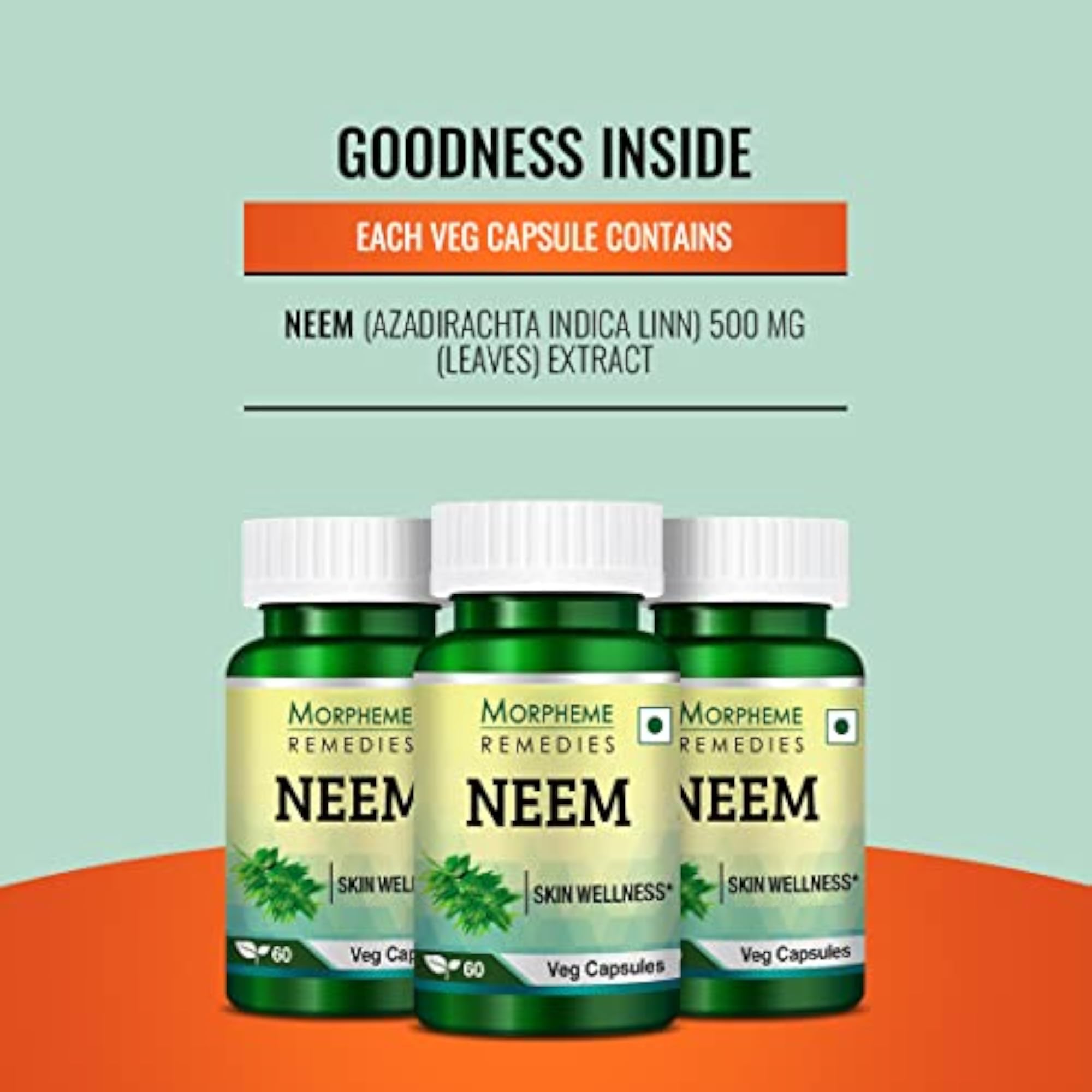 Neem 500mg Extract Veg Capsules, 60 Count